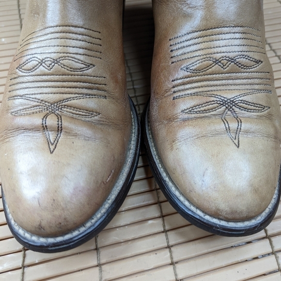 Laredo Boots Mens cognac brown and black shaft 14" tall Stockman Pull On Western - Picture 5 of 10